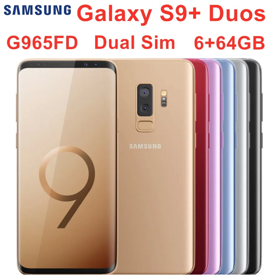 Мобильный телефон samsung Galaxy S9 Plus S9+ Duos G965FD с двумя sim-картами, Восьмиядерный, 6,2 дюймов, двойной, 12 МП, 6 ГБ ram, 64 ГБ rom, Exynos, NFC