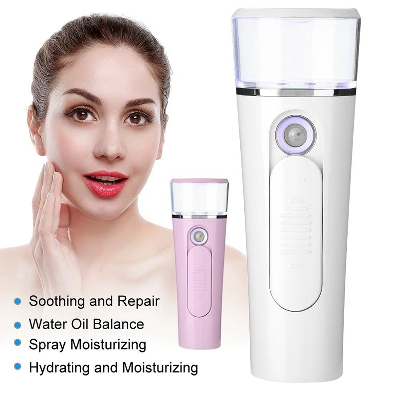 White Handy Nano Face Mist Spray Facial Steamer with 1200Mah Battery for Hydrating Cool Eyelash Extensions Cleaning | Красота и