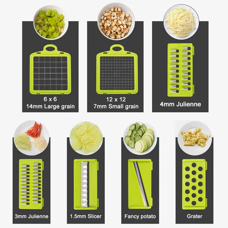 Cortador de Verduras Multifuncional 8 en 1 para Cocina, Pelador de Patatas y Rallador de Zanahoria, Herramienta para Cocinar con Hojas de Acero-1