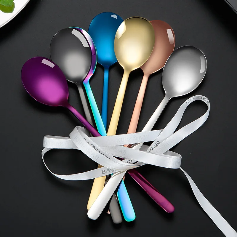 

304 stainless steel spoon Korean spoon portable tableware spoon creative coffee dessert spoon restaurant hotel public spoon