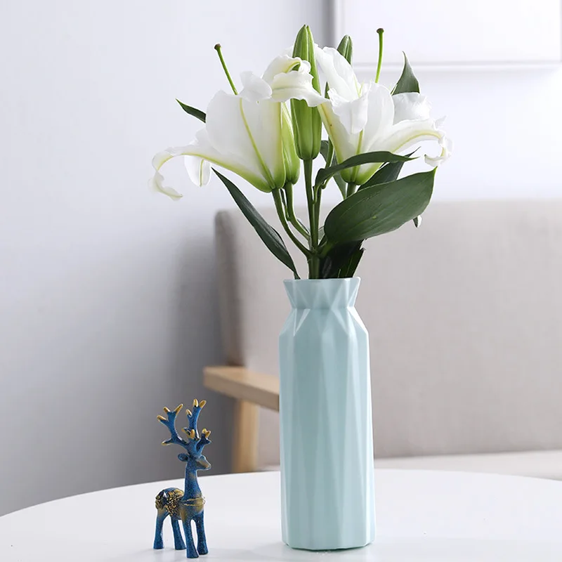 Vase Decoration Home Flower Pot For Living Room Shatterproof Nordic Decor Imitation Ceramic | Дом и сад