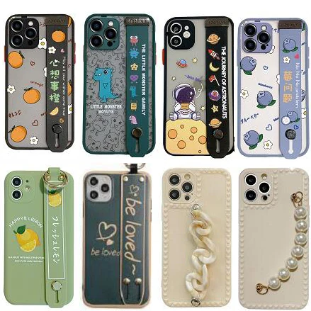 

Phone Case for iphone 12 Pro Max 11 Pro Max XR X XS Max 7 8 plus MiNi SE 2020 Phone Cover hand Strap Chain for girls women men