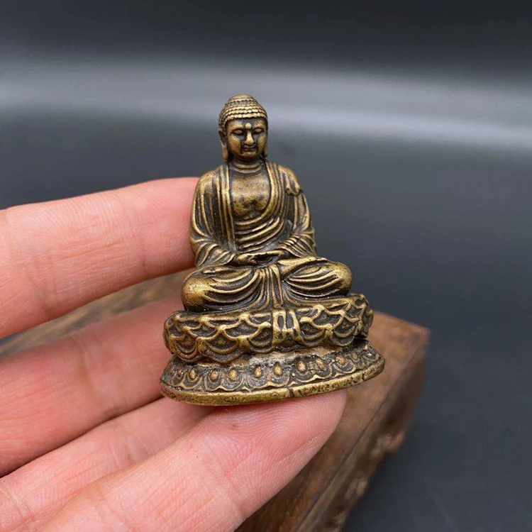 Brass office desk small ornaments Lotus Buddha copper hand Play pieces handicrafts |
