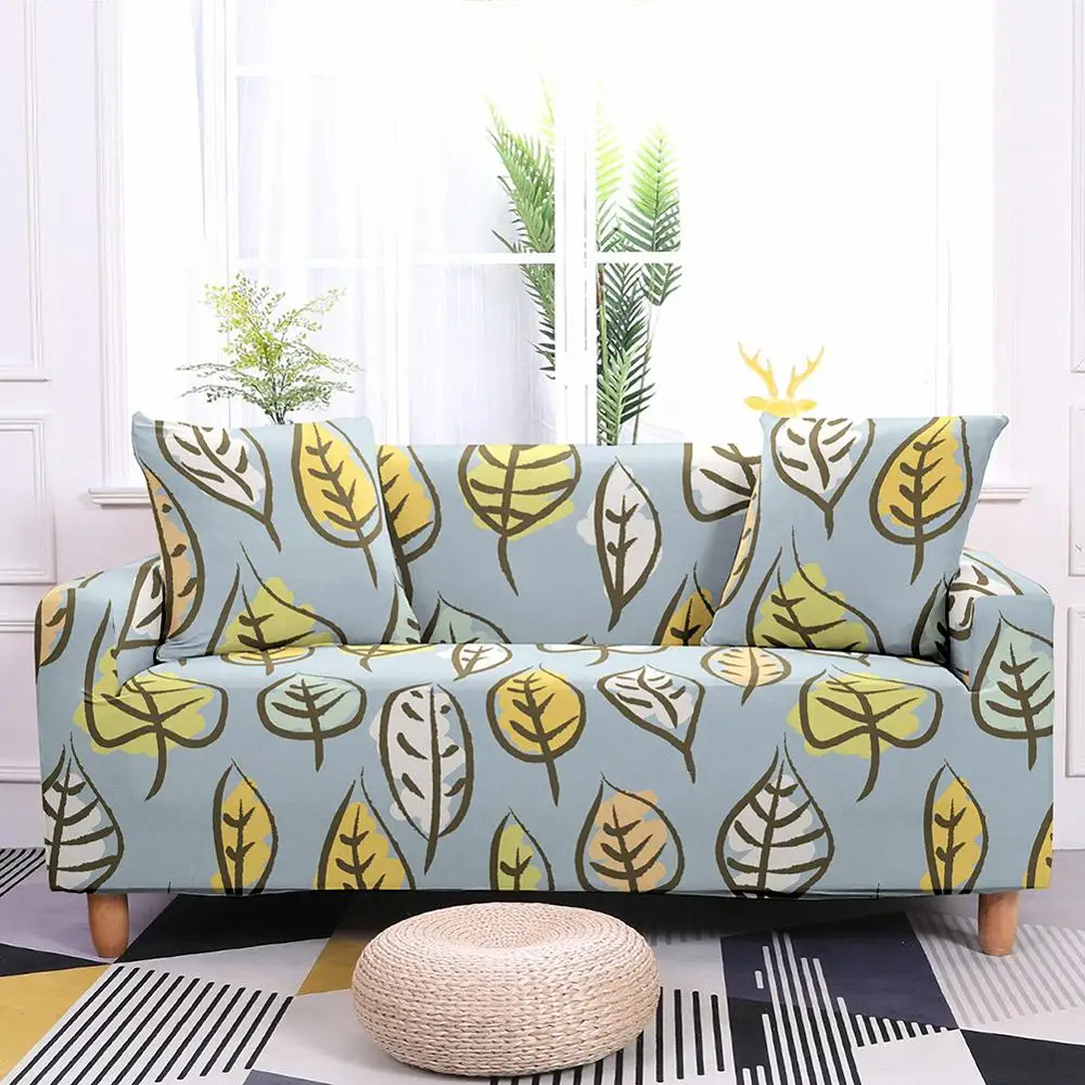Чехол для дивана с принтом листьев эластичный чехол угловой чехлы гостиной|Чехлы