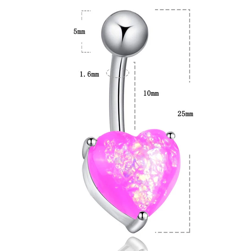 

1pc Surgical Steel Crystal Zircon Heart Style Dangle Button Navel Ring Piercing Tool Belly Ring Creative Exquisite Body Jewelry