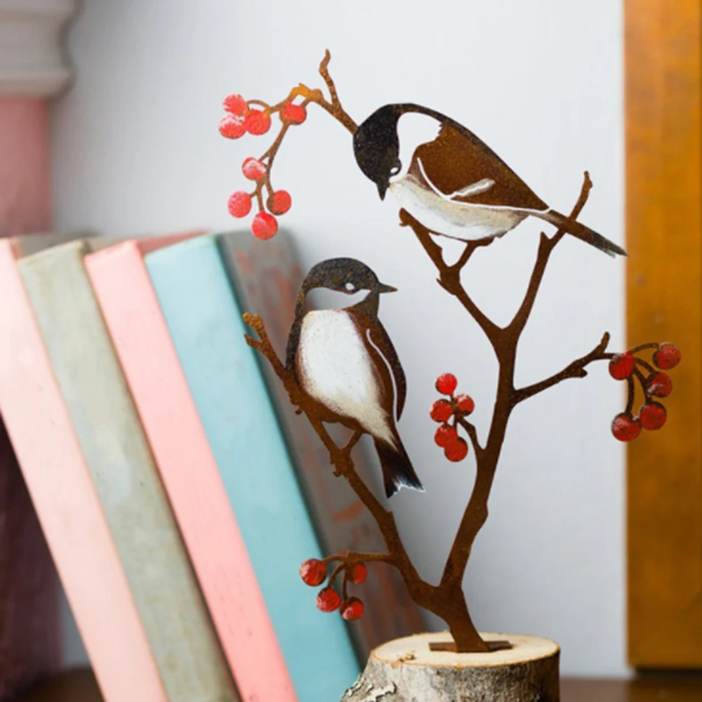 

Garden Art Outdoor Garden Backyard Branch Metal Animal Decoration Gift Creative Simulation Animal Bird Ornament