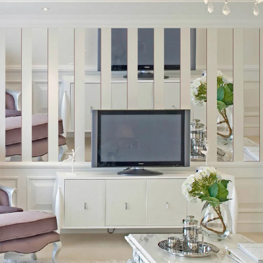 Наклейки на стену акриловые 3D Зеркало Настенные обои цвет серебристый Золотой 3