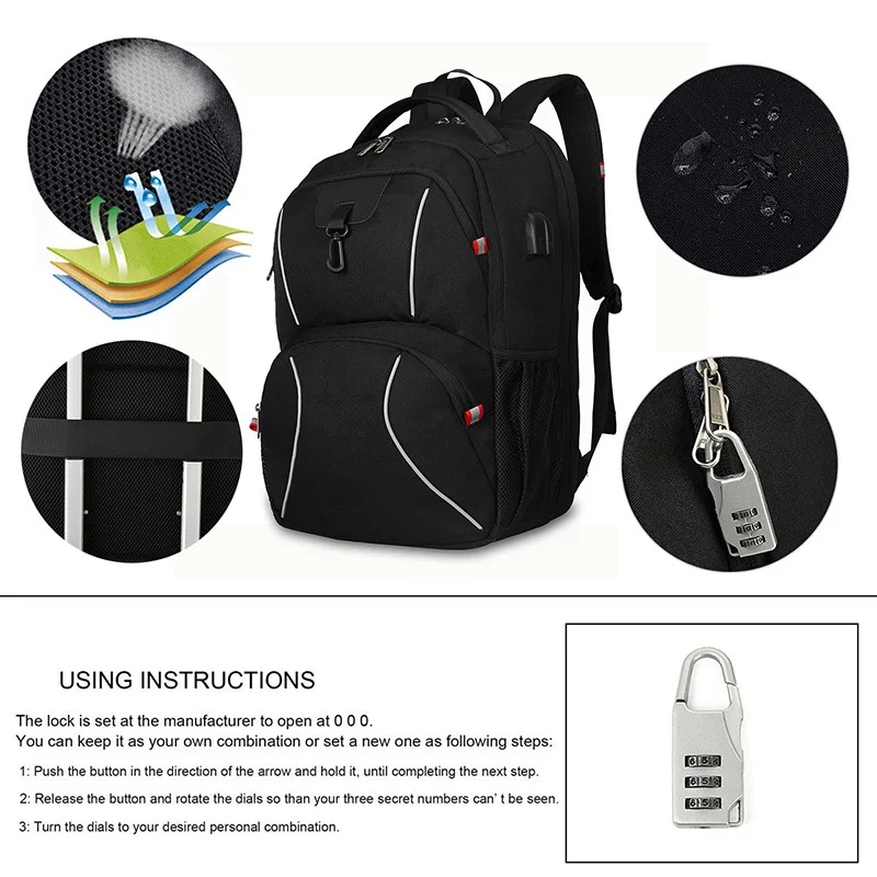 Рюкзак Winmax мужской для ноутбука с двумя отделениями большая дорожная сумка USB