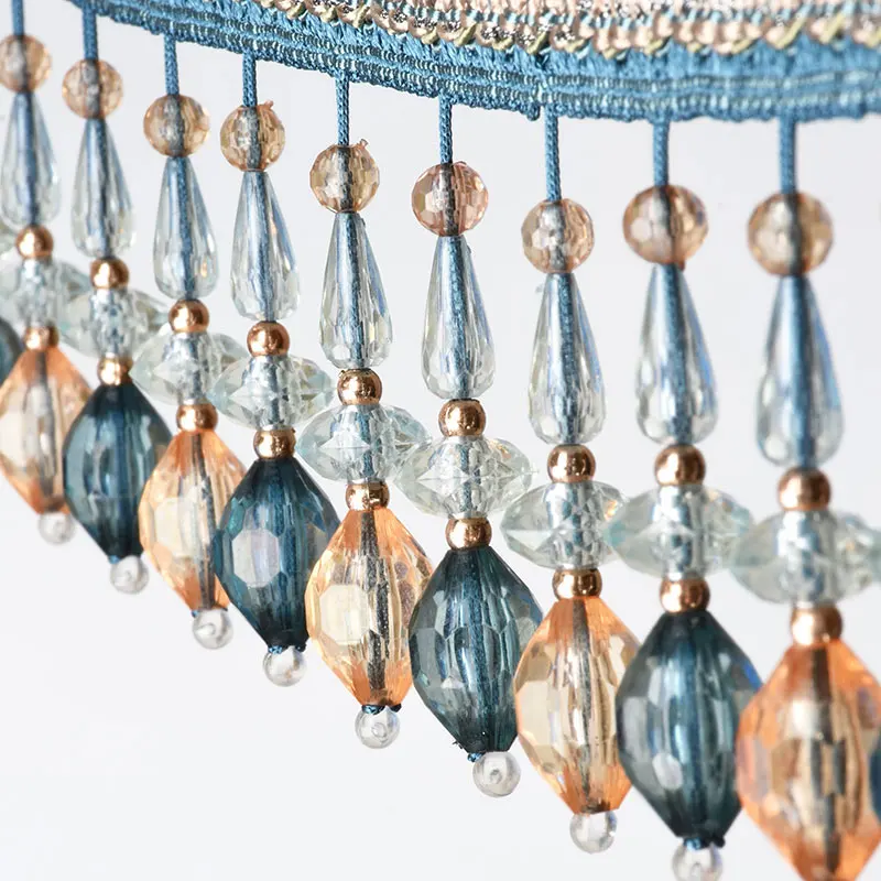 

3 Meter Crystal Beaded Pendants Curtain Edge Sewing Fringe Tassel Trimming Upholstery Wedding Decor