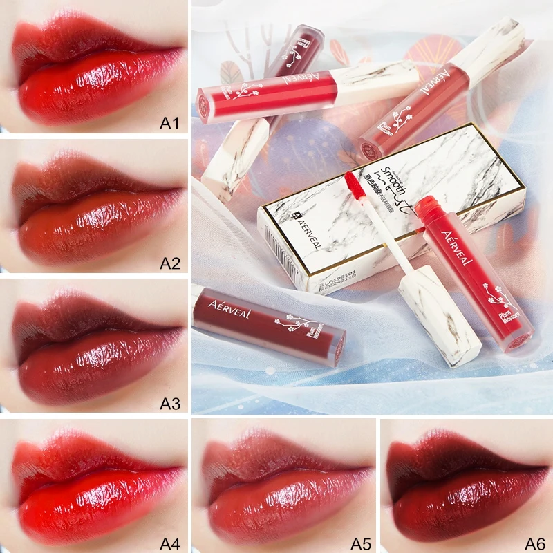 

6 Color Marble Mirror Lip Glaze Moisturizing Long Lasting Liquid Lipstick Waterproof Lip Gloss Red Lip Tint Nude Makeup Cosmetic