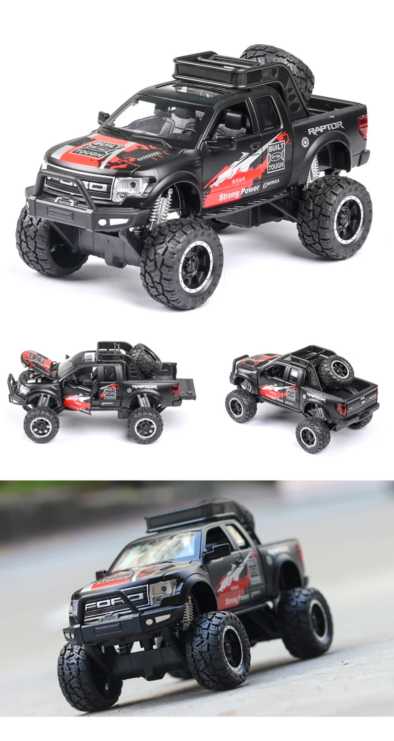 1:32, Ford Raptor F150, пикап, сплав, модель автомобиля, оттягивается, литая под давлением, Игрушечная машина, модель автомобиля, подарок, игрушки для детей, день рождения
