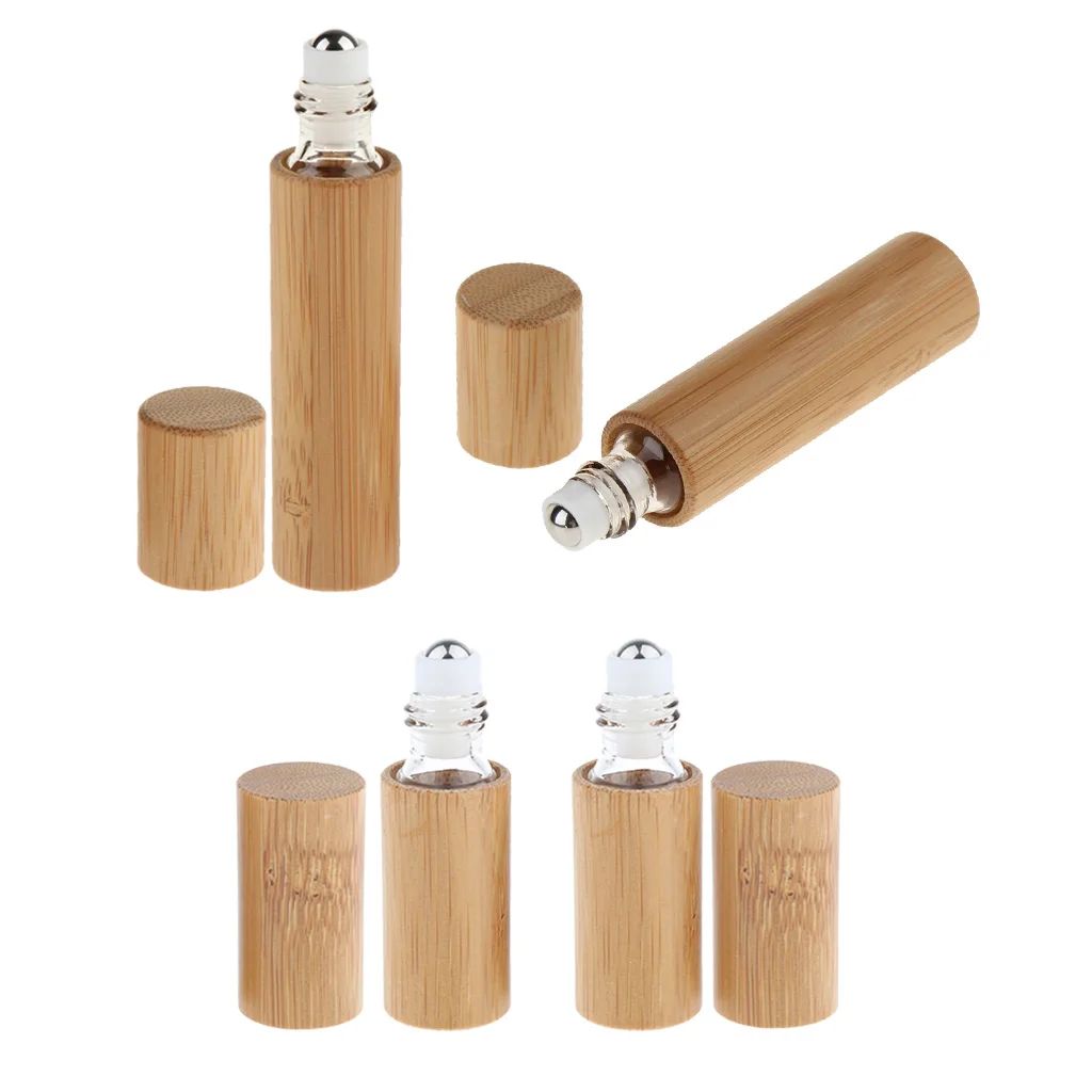 4 шт. флакон с бамбуковыми бутылками для эфирных масел 5/10 мл|Многоразовые бутылки|