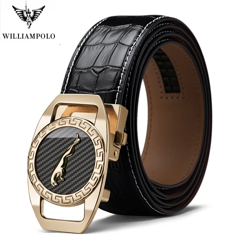 WILLIAMPOLO New 2020 Genuine Leather Belt Men Luxury Brand Designer Top Quality business casual cowhide Automatic Buckle