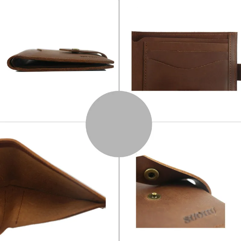 Новинка мужской короткий кошелек из натуральной кожи с пряжкой GROJITOO crazy horse zero