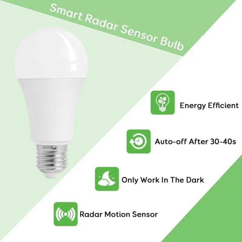 E27 Sound+Light Sensor LED Globe Bulb Light Lamp Radar Ambient Motion Home 5W 7W 9W 12W Human Body Movement Detector | Электроника