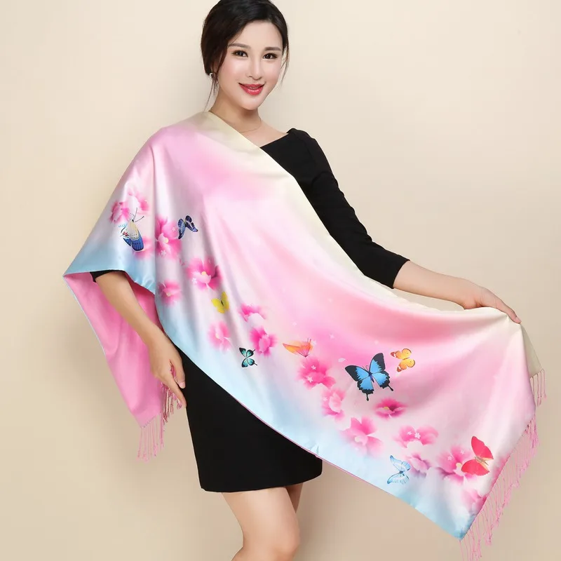 Абсолютно новый хит продаж шелковый шарф женский длинный Cheongsam кондиционер шаль