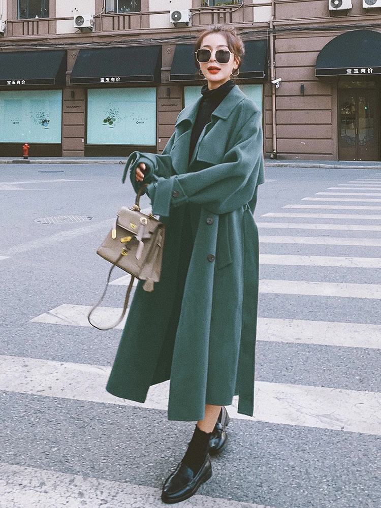 

Women's Mid-length Wool Coat 2020 Winter New Korean Style Loose Fashion Thick Warm Cashmere Woolen Coat Fall Manteau Femme Hiver