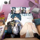 Комплект постельного белья Game Genshin Impact xingqiu, набор 3d пододеяльников, одеяло, постельное белье, двуспальный, Королевский, одноразмерный, Прямая поставка Cartoo