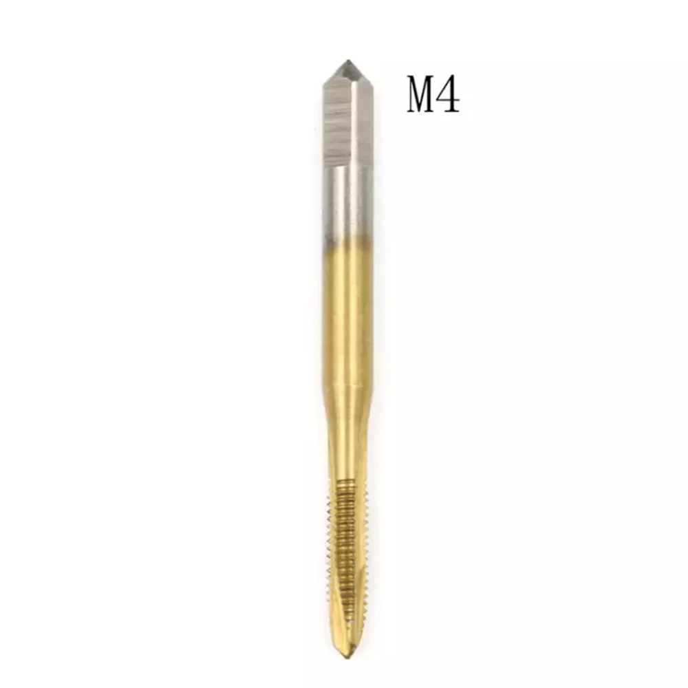 

Titanium-plated Tip Taps M2 / M2.5 / M3 / M3.5 / M4 / M5 / M6 / M8 Spiral Point Taps For Straight Groove Machines