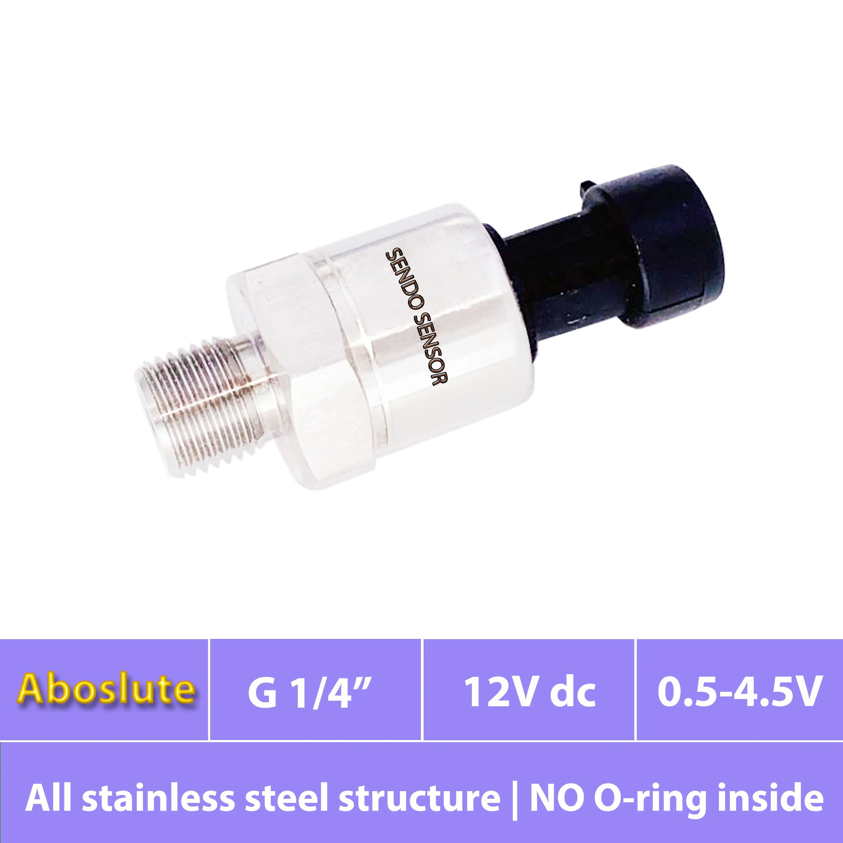 Absolute pressure sensor for gases & media in refrigeration, ammonia, 0.1 to 10 mpa abs, 15 to 1500 psia, 0.5 4.5V, G 1 4 thread
