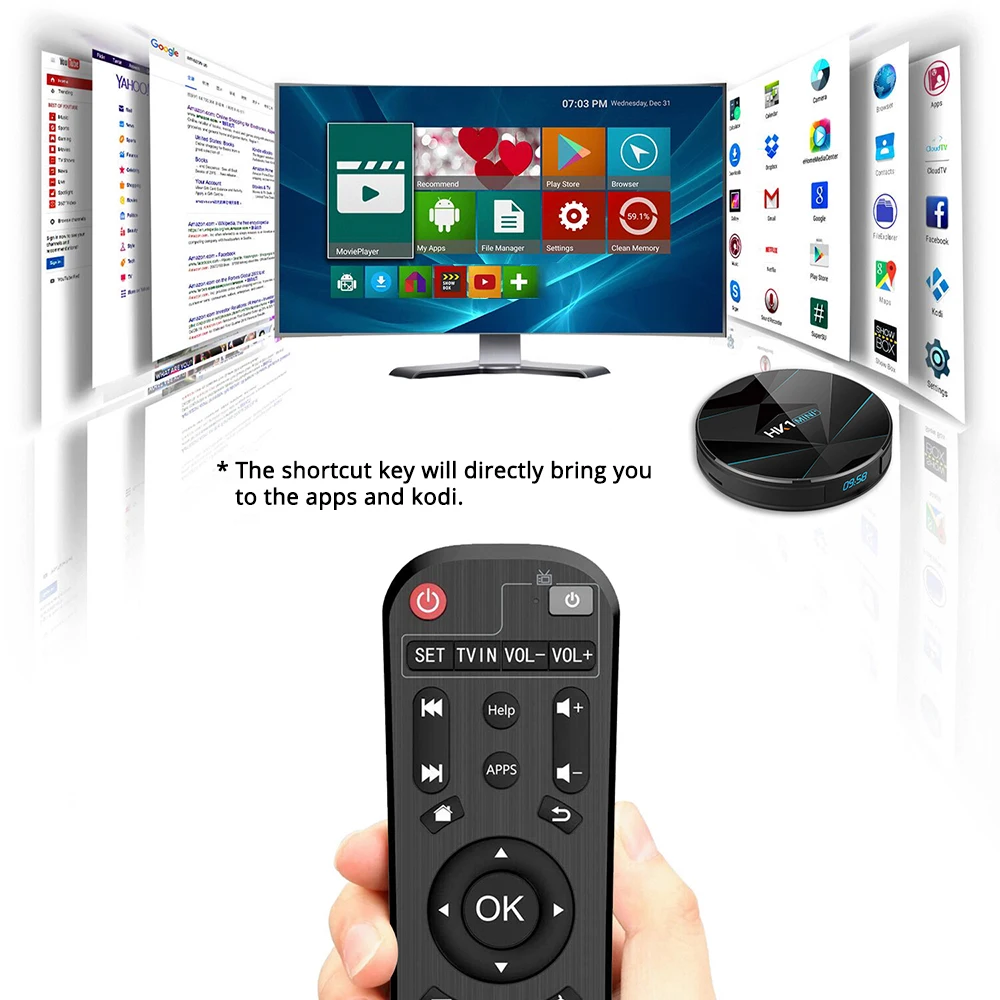 ТВ-приставка Touyinger HK1 MINI + Android 9.0 четырехъядерный процессор RK3318 64 бит Cortex-A53 2/4 ГБ