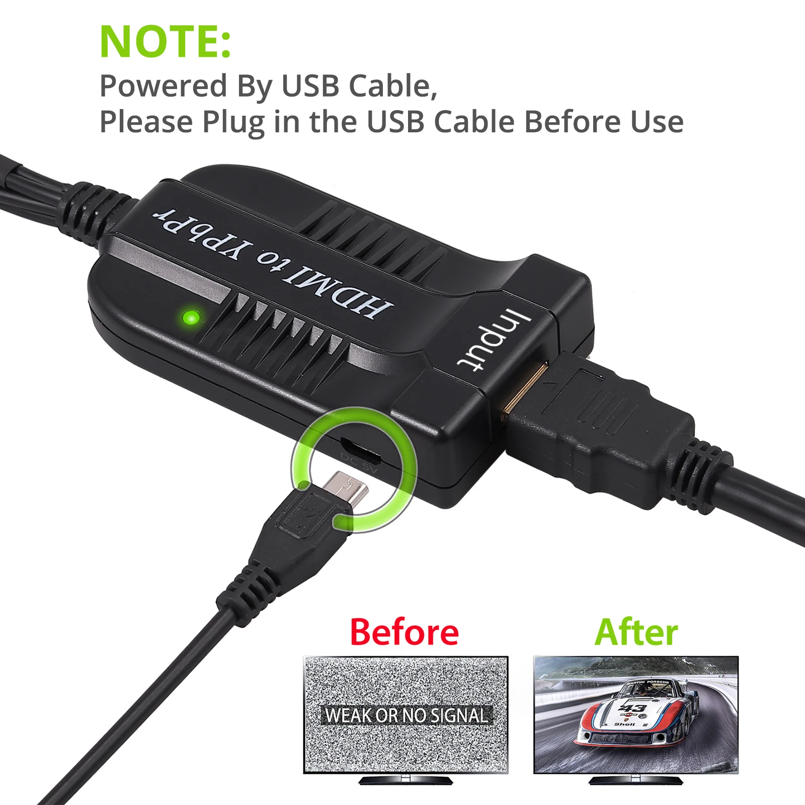 PROZOR 1080P HDMI совместим с конвертер YPbPr R/L аудио выходом компонентным видео штекером 5