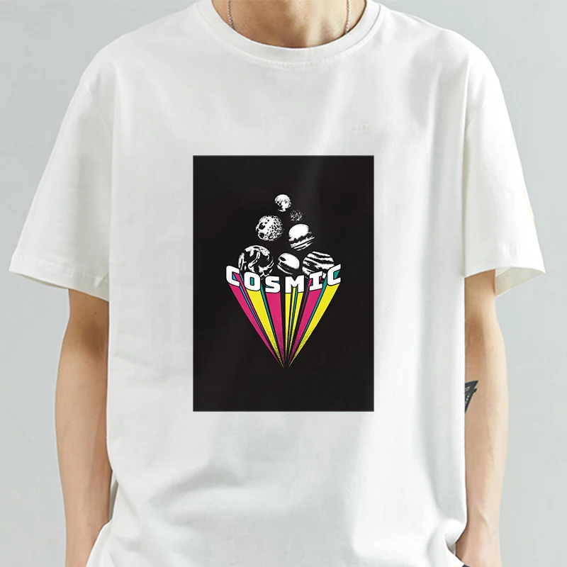 

Rainbow Cosmic Planet T-Shirt Men Letter Print Man Tee Shirt Plus Size S-3XL Men T Shirts Short-Sleeve Classic T Shirt