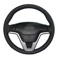 car steering wheel cover hand stitched non slip black genuine leather braid for cr v crv 2007 2008 2009 2010 2011