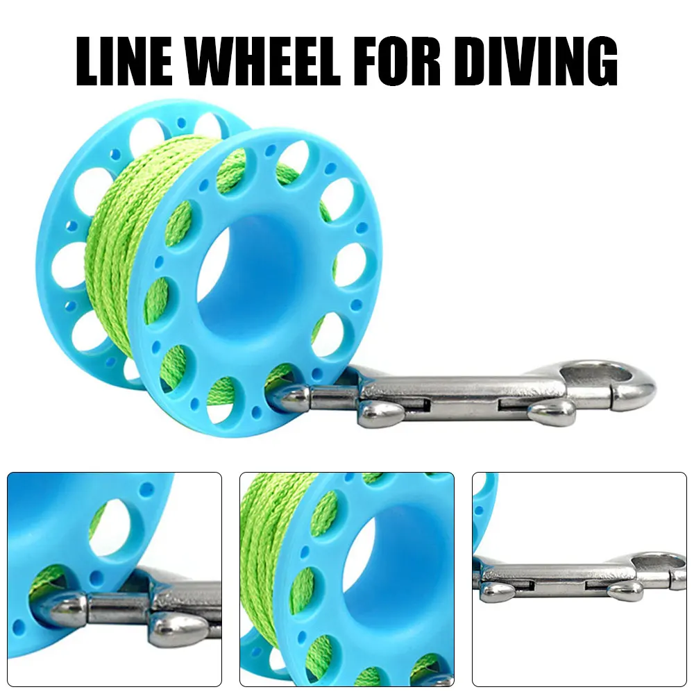 

30M Scuba Diving Reel Spool With Stainless Steel Snap Bolt Clip For Underwater Diver Snorkeling Cave Outdoor Water Sport Tools