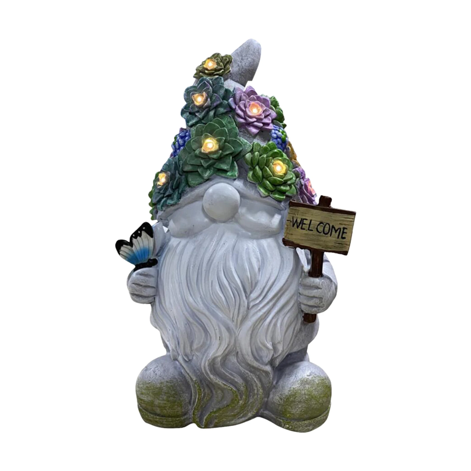 

Funny Gnome Figurine with Solar LED Lights Summer Porch Lawn Decor Gift
