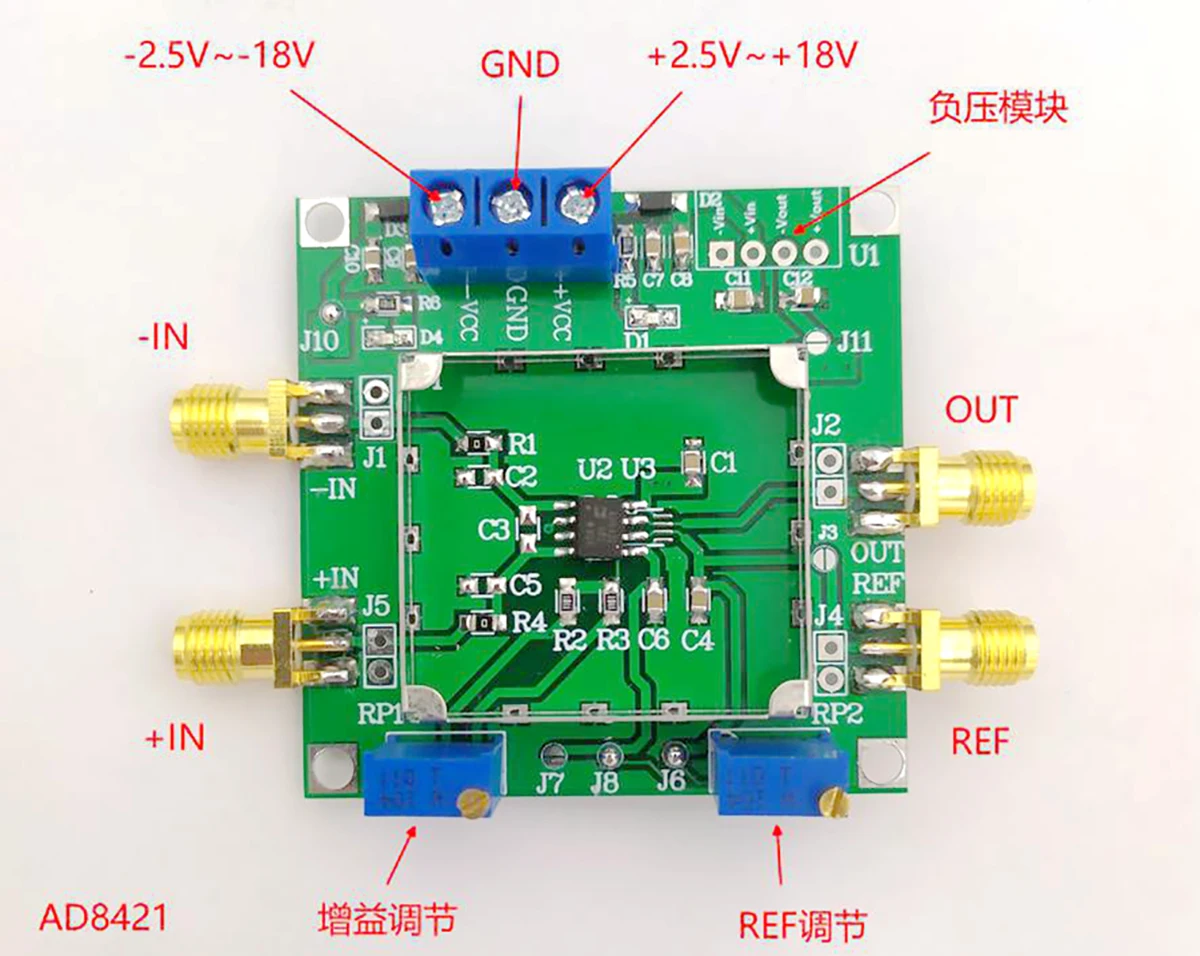 AD8421 Instrumentation Amplifier Module Millivolt microvolt small signal Single / Dual power supply for Ham Radio amplifier |