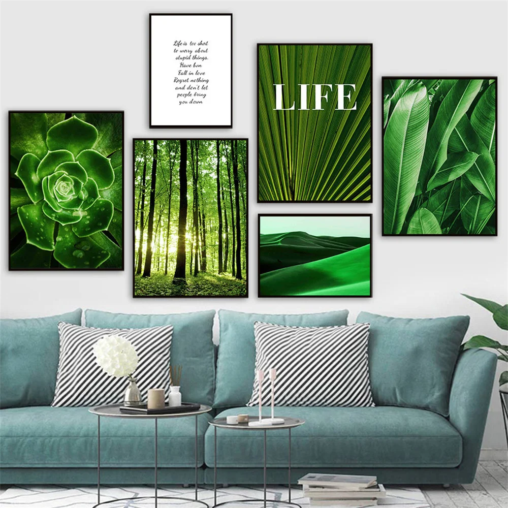 

Cactus Palm Banana Leaf Green Plant Wall Art Canvas Painting Nordic Desert Forest Landscape Posters and Prints Home Decor