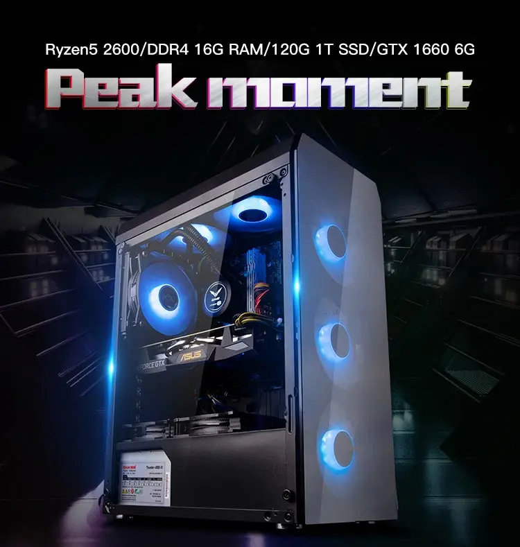 6-ядерный игровой ПК IPASON AMD Ryzen5 2600/DDR4 16G ram/1 T+ 120 GSSD выделенная карта GXT1660 6G PUBG геймеры win10 barebone Настольный ПК