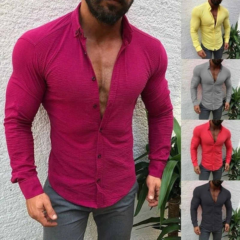 

Новинка 2021, рубашка с длинными рукавами, однотонный Тонкий Повседневный Топ, мужские льняные хлопковые рубашки на пуговицах