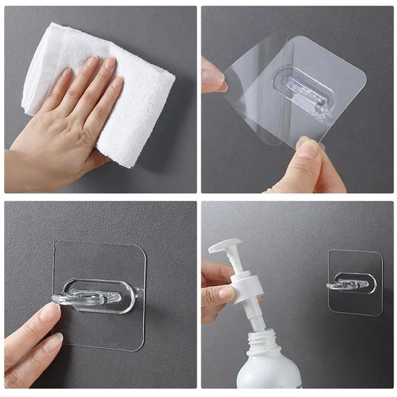 

2pcs Ring Type Adhesive Wall Hook Hanger For shower Transparent Wall Sucker Hooks Storage Bottle Bathroom Strong For Kitche N3G2