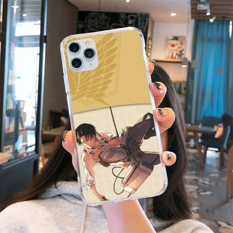 

Anime Japanese attack on Titan Phone Case Transparent for iPhone 6 7 8 11 12 s mini pro X XS XR MAX Plus cover funda shell