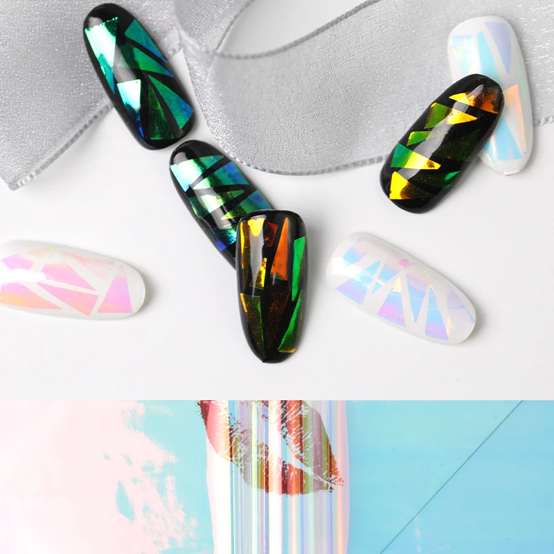 

20cm Irregular Symphony Explosion Patterns Broken Glass Nail Stickers Aurora Platen Paper Mirror Glass Paper Paper