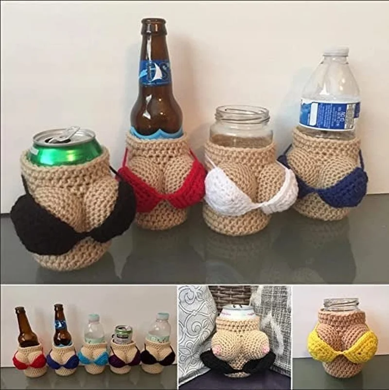 

Bottle Cozy-Beer Personality Beer Mitt Knit Beverage Mitt Handmade Beer Bottle Sleeve Insulators Beer Bottle Holder Bar Supplies