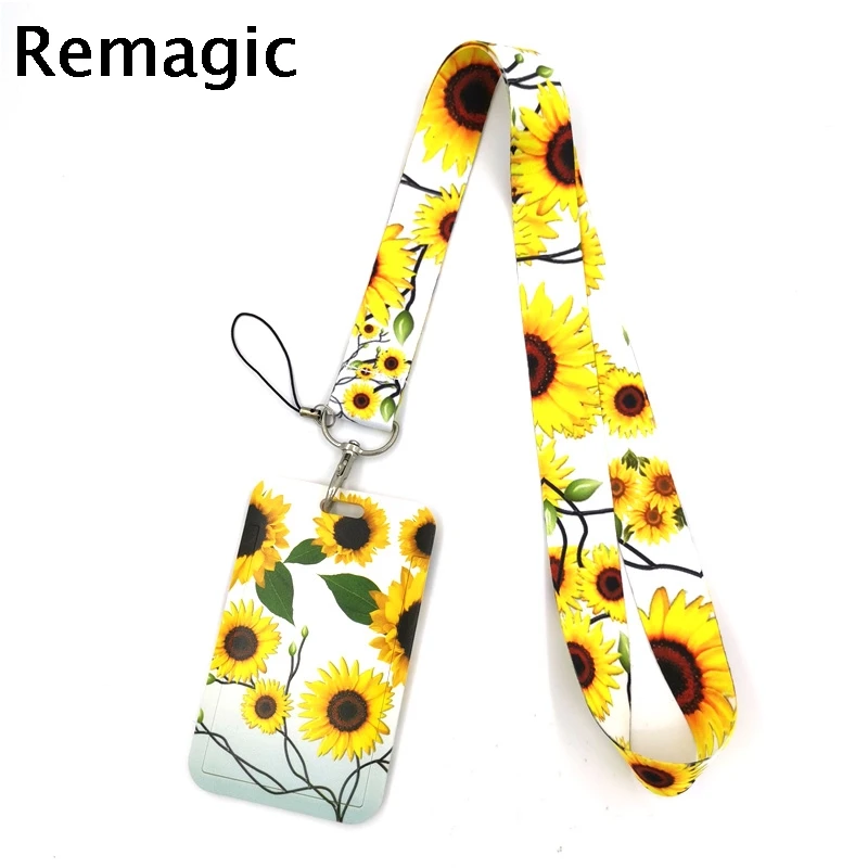 

Подсолнухи цветы, стильный коллекционный ланьярд, держатель значка автобус чехол покровный держатель для банковской кредитной карты держа...