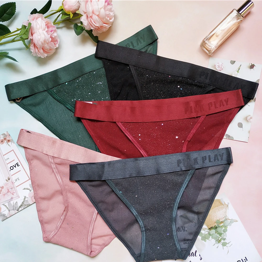 

Shiny Glitter Star Sequins Women Panties Female Comfort Sexy Lace Seamless Underwear Lingerie Ladies Briefs