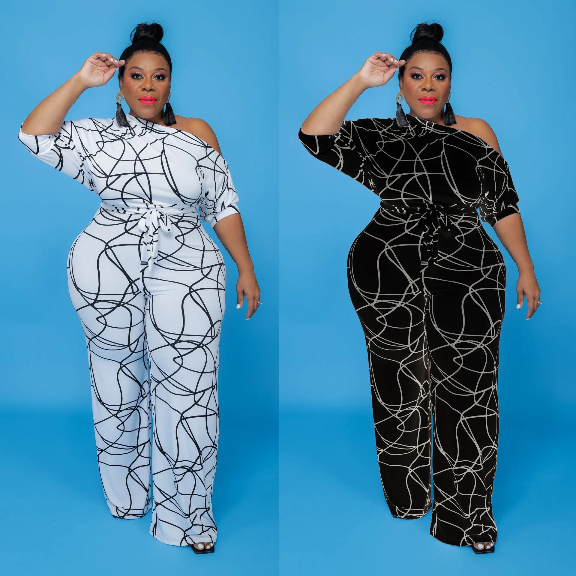 

European and American Oversized Women's Conjoined Pants Spring and Autumn Urban Fashion Strapless Jumpsuit