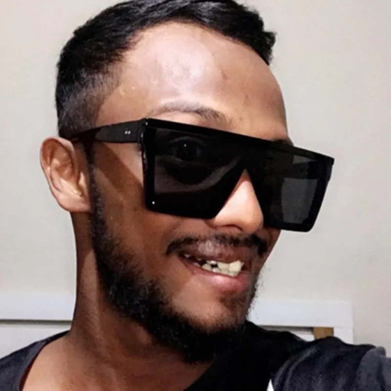 

2020 Flat Top Oversize Square Sunglasses Women Fashion Retro Gradient Sun Glasses Men Black Big Frame Vintage Eyewear UV400