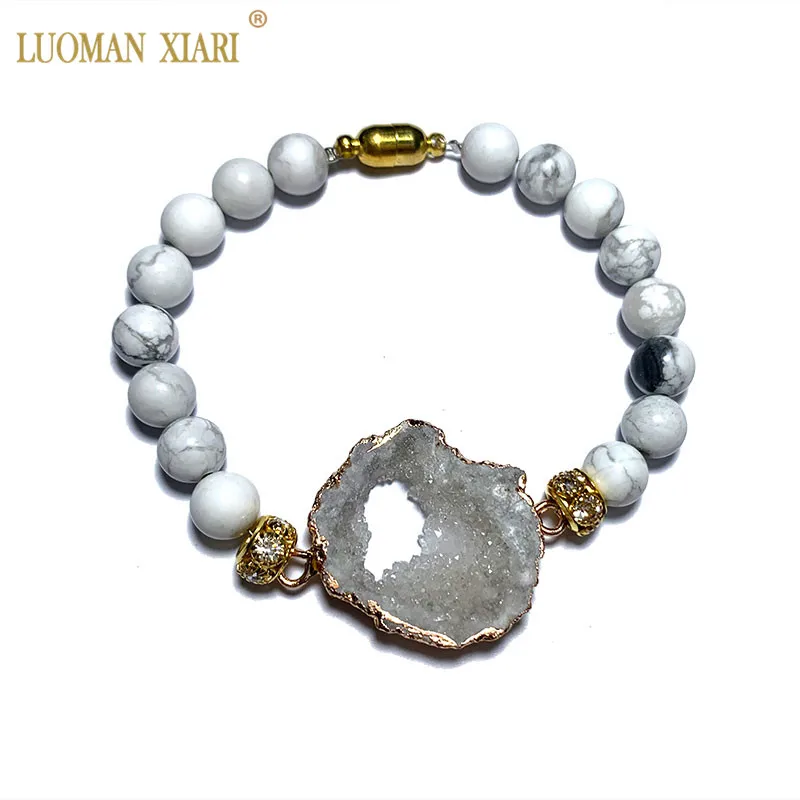 Оригинальный DIY браслет с подвеской из 100% натурального камня Хрустальный