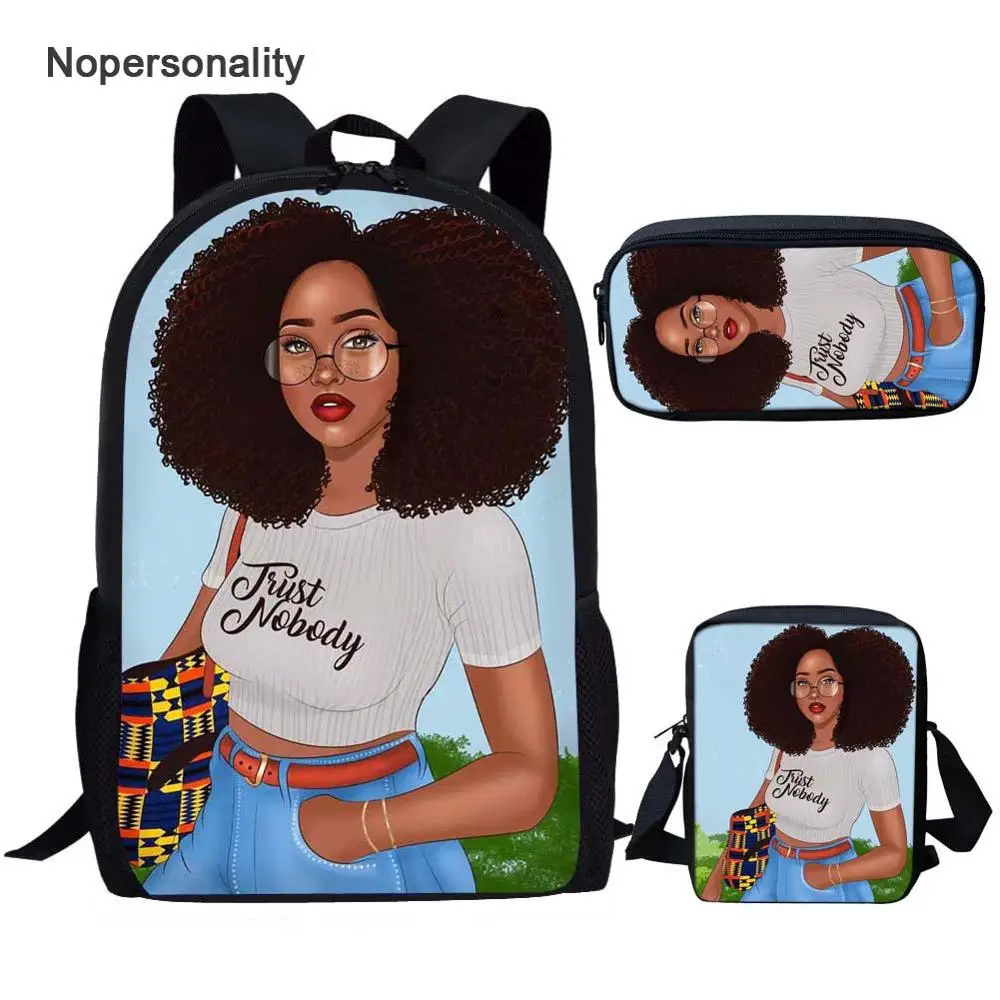 Nopersonality 3 предмета студент комплекты уникальный черный Queen афро американском