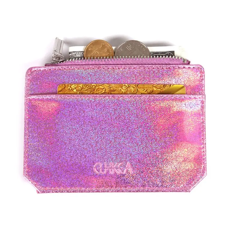 

Wallet Slim Money Credit Card Holder ID Business Women Shining PU Leather Purse Case