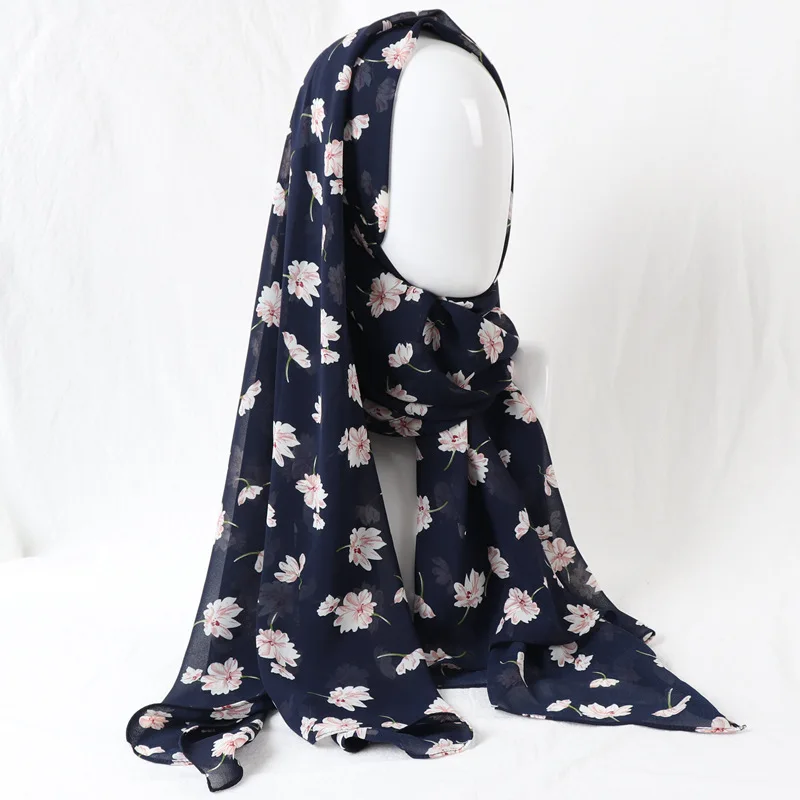 22 цвета шифоновый шарф с рисунком хиджаб дамы новый дизайн хиджабы цветочным
