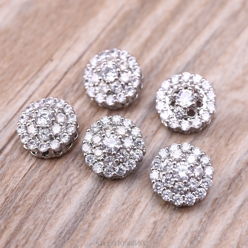 

5Pcs 12mm Crystal Rhinestone Flower Round Buttons with Loop Luxurious Metal Embellishments for DIY Crafts N19 20 Dropshipping