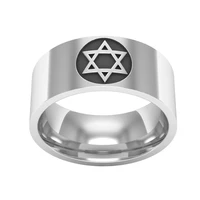 8mm classic punk stainless steel jewish star of david stamp metal rings for men domineering glamour party prom jewelry