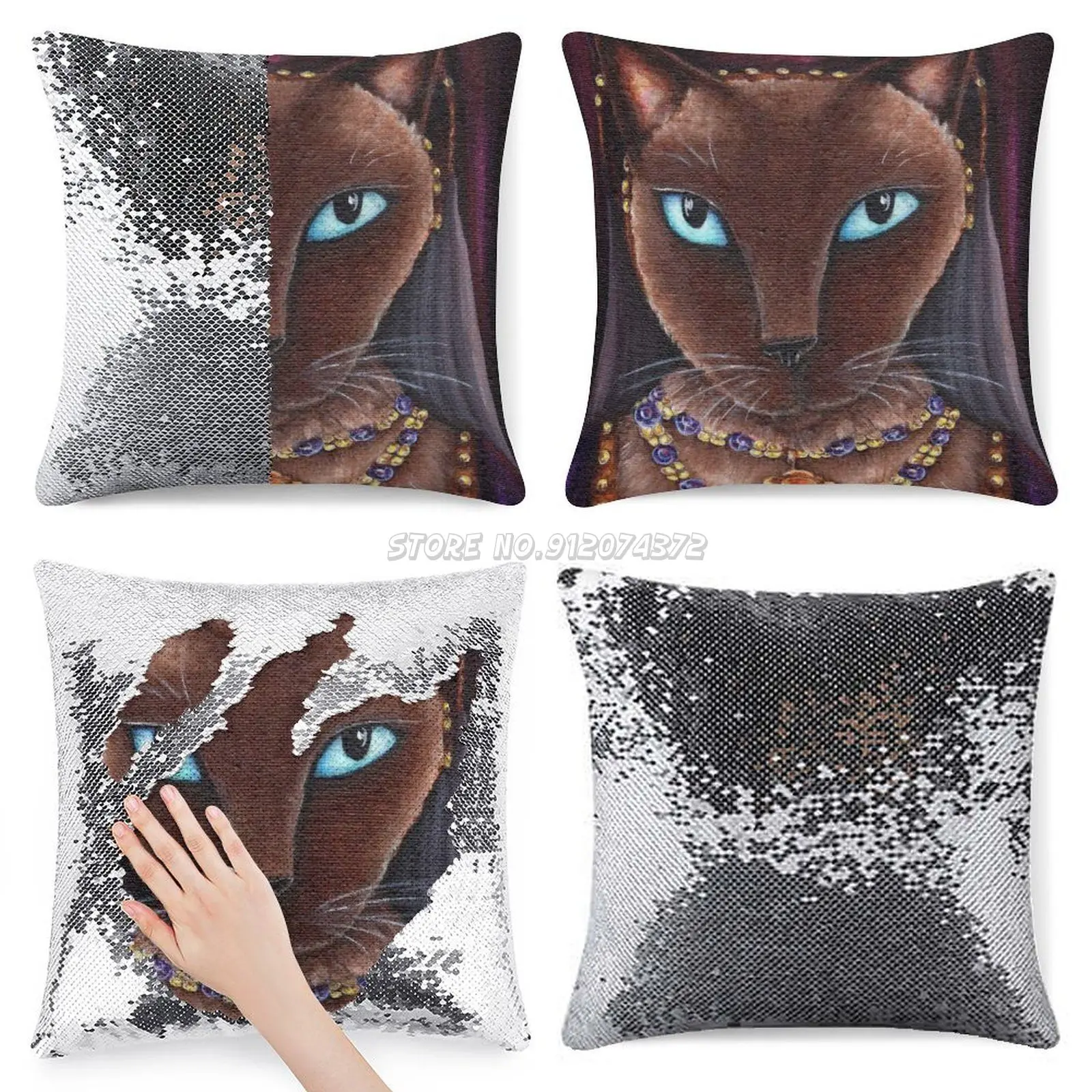 

Чехол для дивана с блестками и кошкой