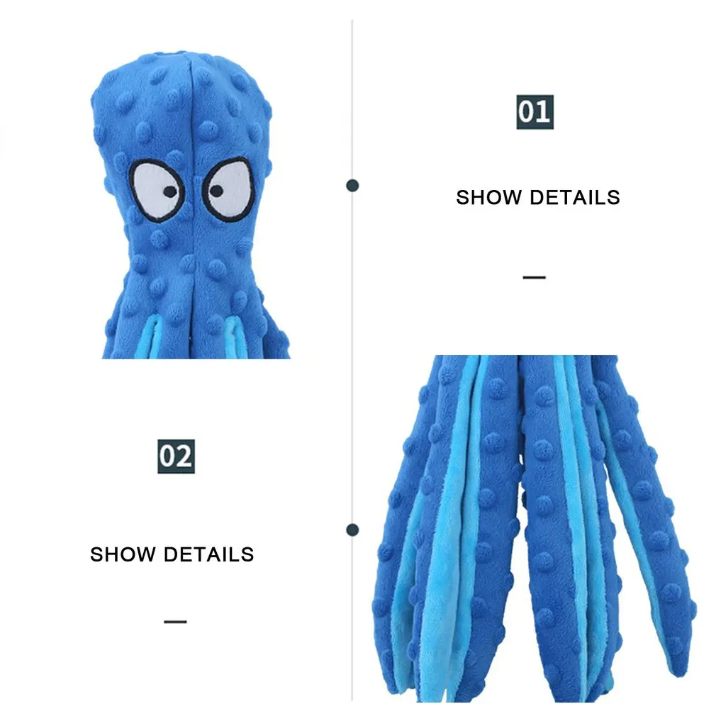 

1pc Plush Octopus Dog Toys Bite-Resistant Squeak Dog Chew Puppy Training Outdoor Game Toy Soft Pet Accessories Supplies